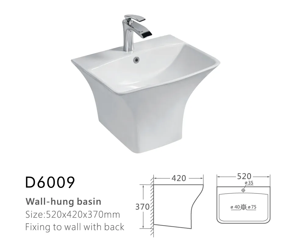 Sanitary Ware Bathroom Ceramic Sink Wall Hung Lavabo Wash Basin