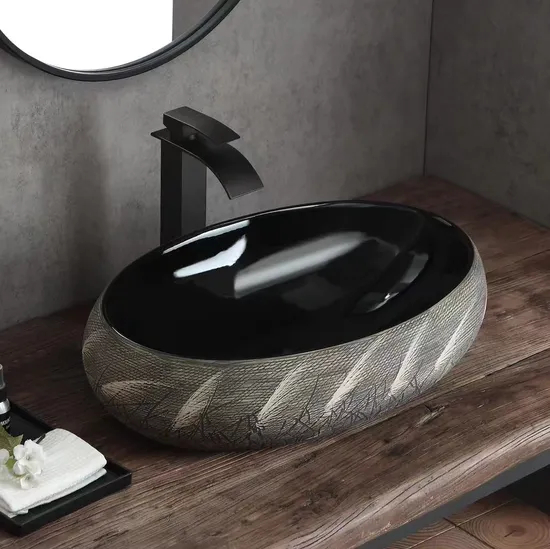 New Hot Selling Sanitary Ware Hotel Bathroom Countertop Pattern Art Sink, Wash Basin, Ceramic Art Basin