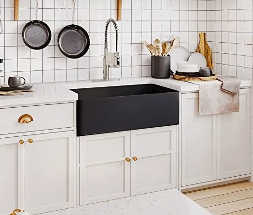 China Wholesale 30-Inch Kitchen Sink Fireclay Apron -Front Farmhouse Deep Black Farmhouse Sink