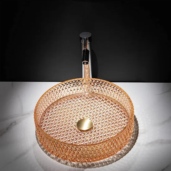 Marble Sanitary Ware Countertop Basin Shaped Glass Bathroom Glass Sink Bowls Wash Basin