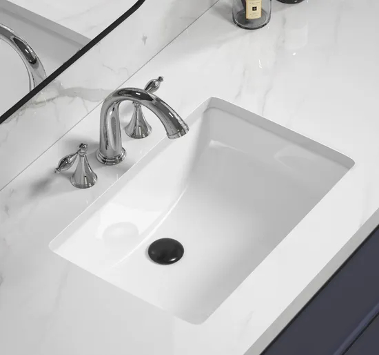 18′′ X 13′′ Vessel Sinks Rectangle Undermount Sink Modern White Ceramic Vanity Vessel Sink with Overflow