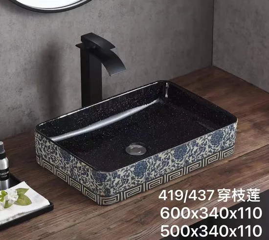 Modern Layer Artificial Stone Integrated Ceramic Bathroom Sink Luxury Hotel Rectangular Marble Wash Basin