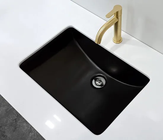 Sanitary Ware Fashion Ceramic Black Undermount Sink Marble Vanity Basin